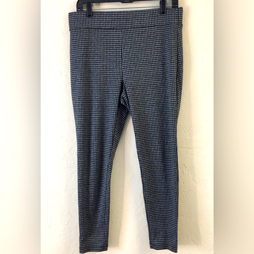 LOFT Houndstooth Leggings Petite Large Black Gray Stretch Office Business Casual